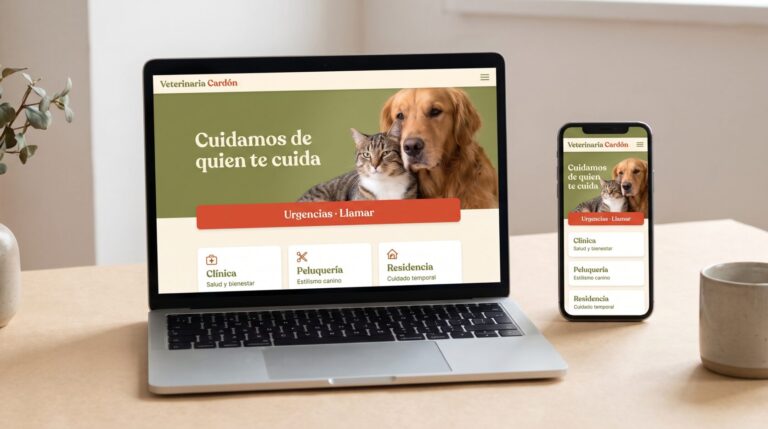 Ejemplo de web para clínicas veterinarias y servicios para mascotas · portada