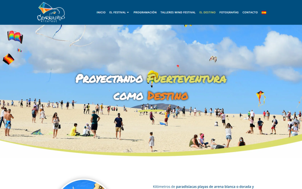 Página pública de Corralejo como destino del festival