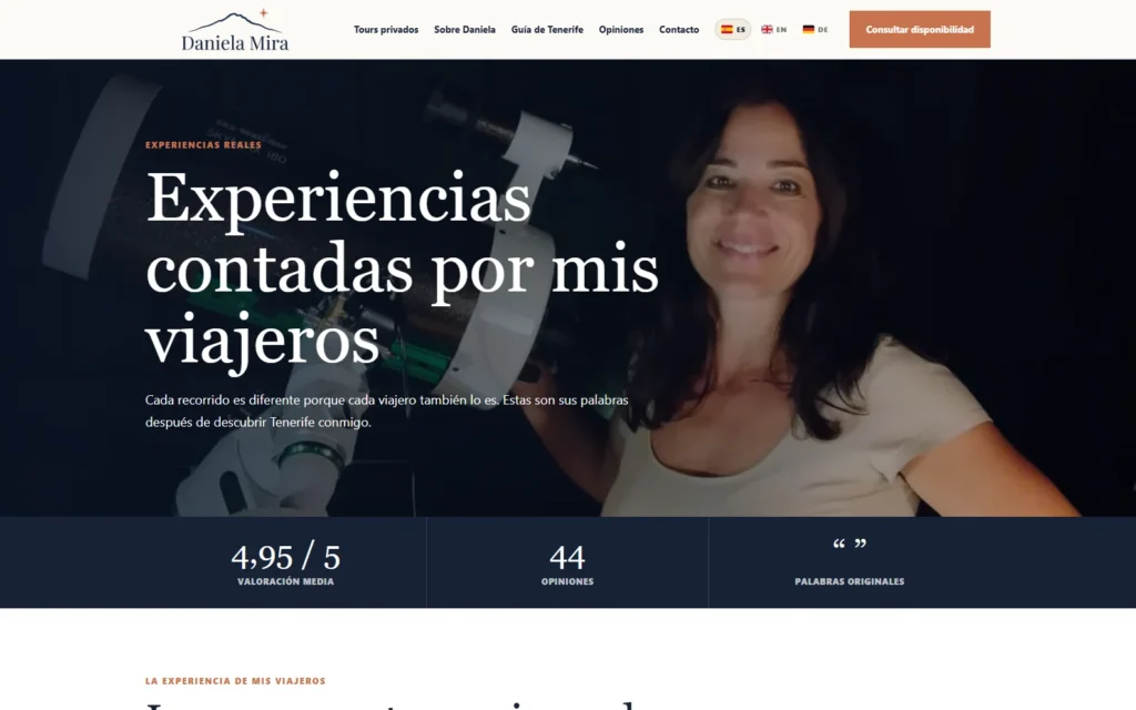 Página de opiniones de Daniela Mira conectada con su ficha de Google