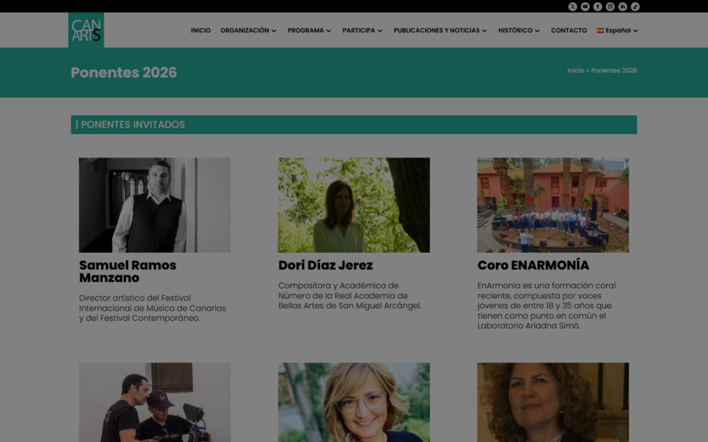 Página pública de participantes del Encuentro CanArts