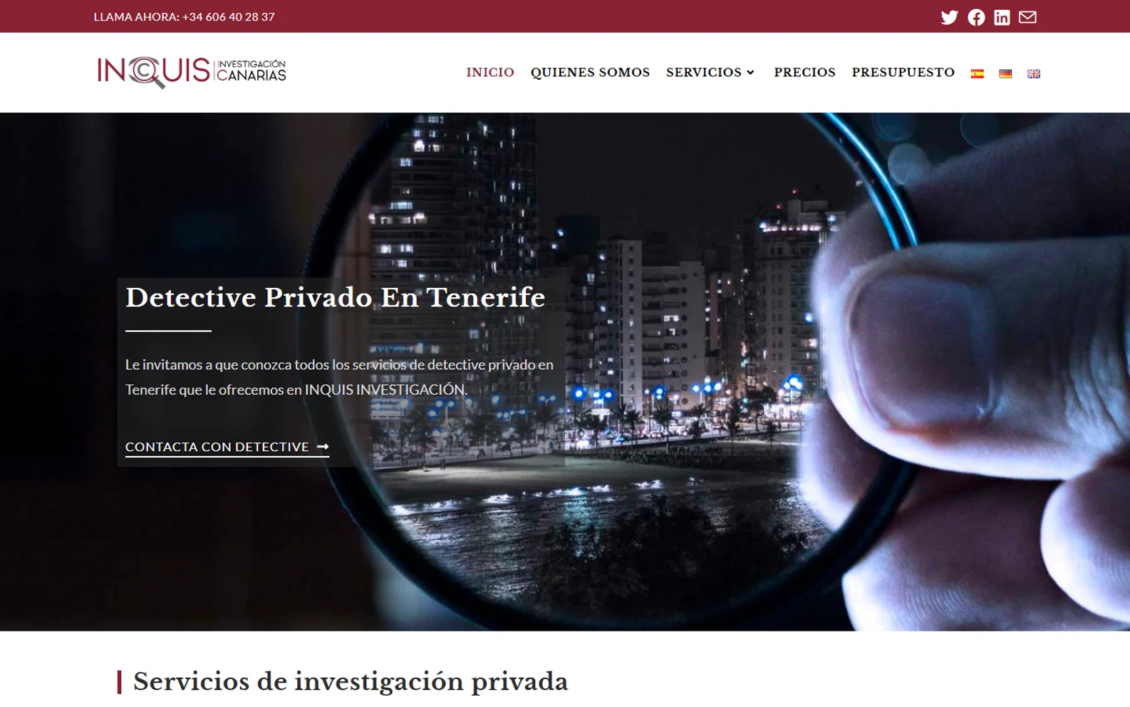 Captura de la web de INQUIS Investigación