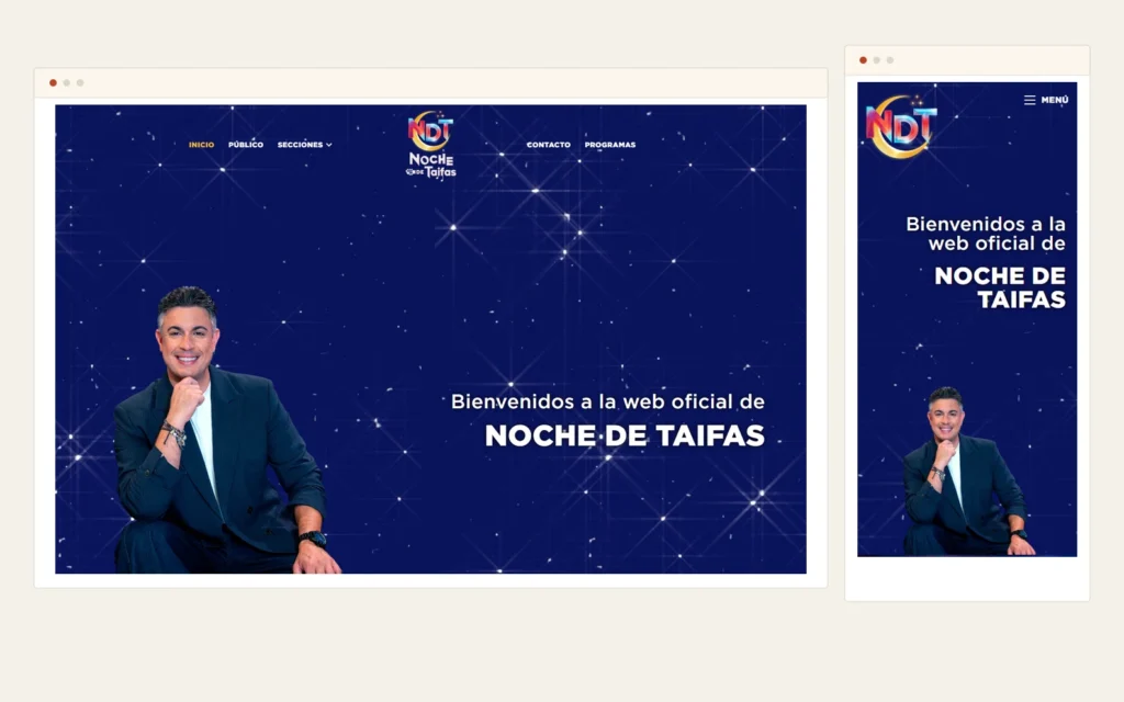 Web oficial de Noche de Taifas en escritorio y móvil