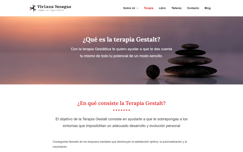 Página pública sobre terapia Gestalt en la web de Viviana Venegas